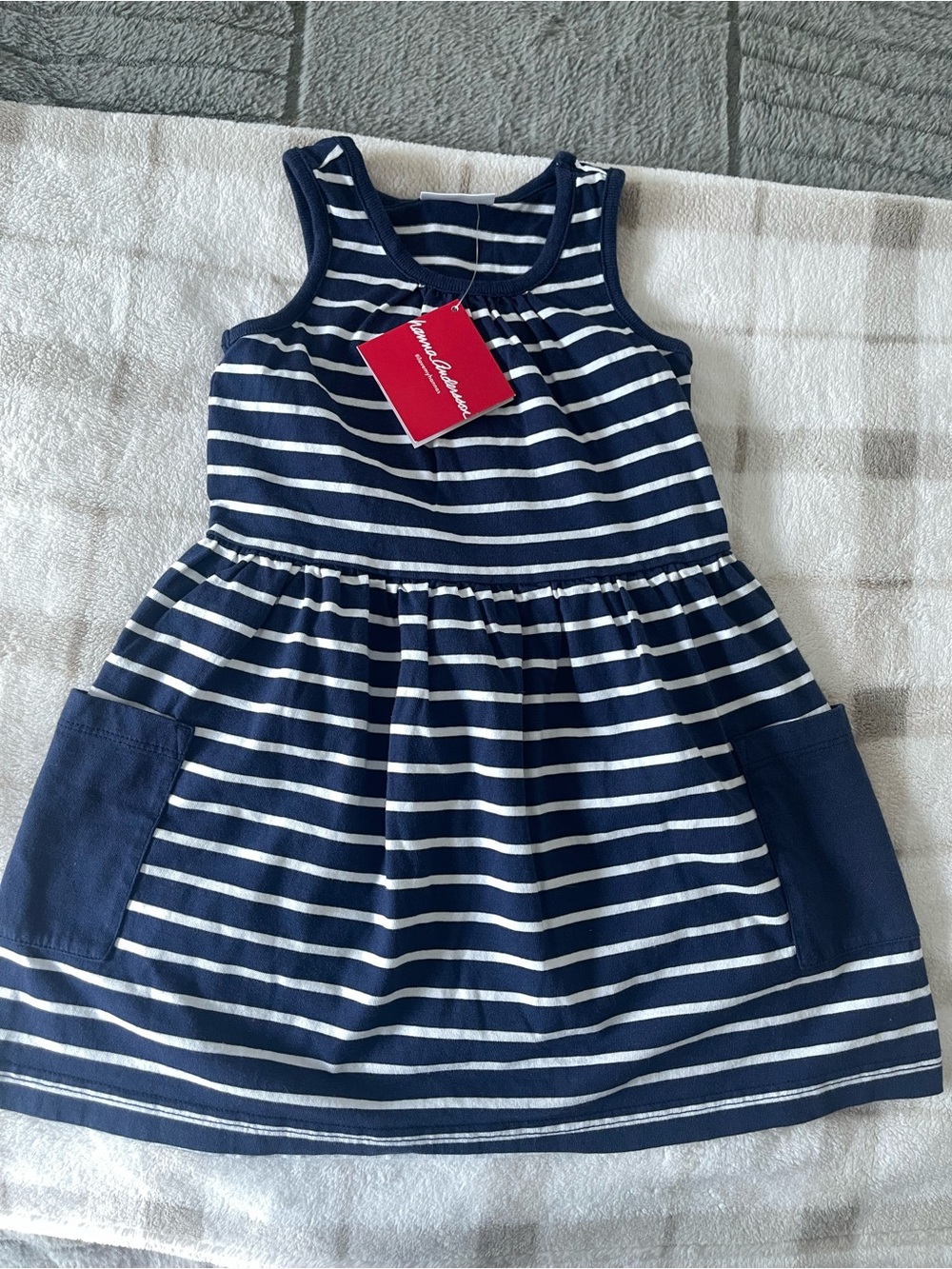 Hanna Andersson Navy and White Striped Tank Dress (100) 4T NWT